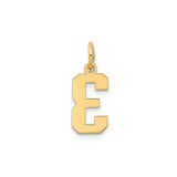 14k Yellow Gold Number 3 Pendant, Bold Block Style Satin Finish Charm, Unisex Jewelry