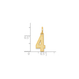 14k Yellow Gold Number 4 Pendant, Textured and Polished Numeric Charm