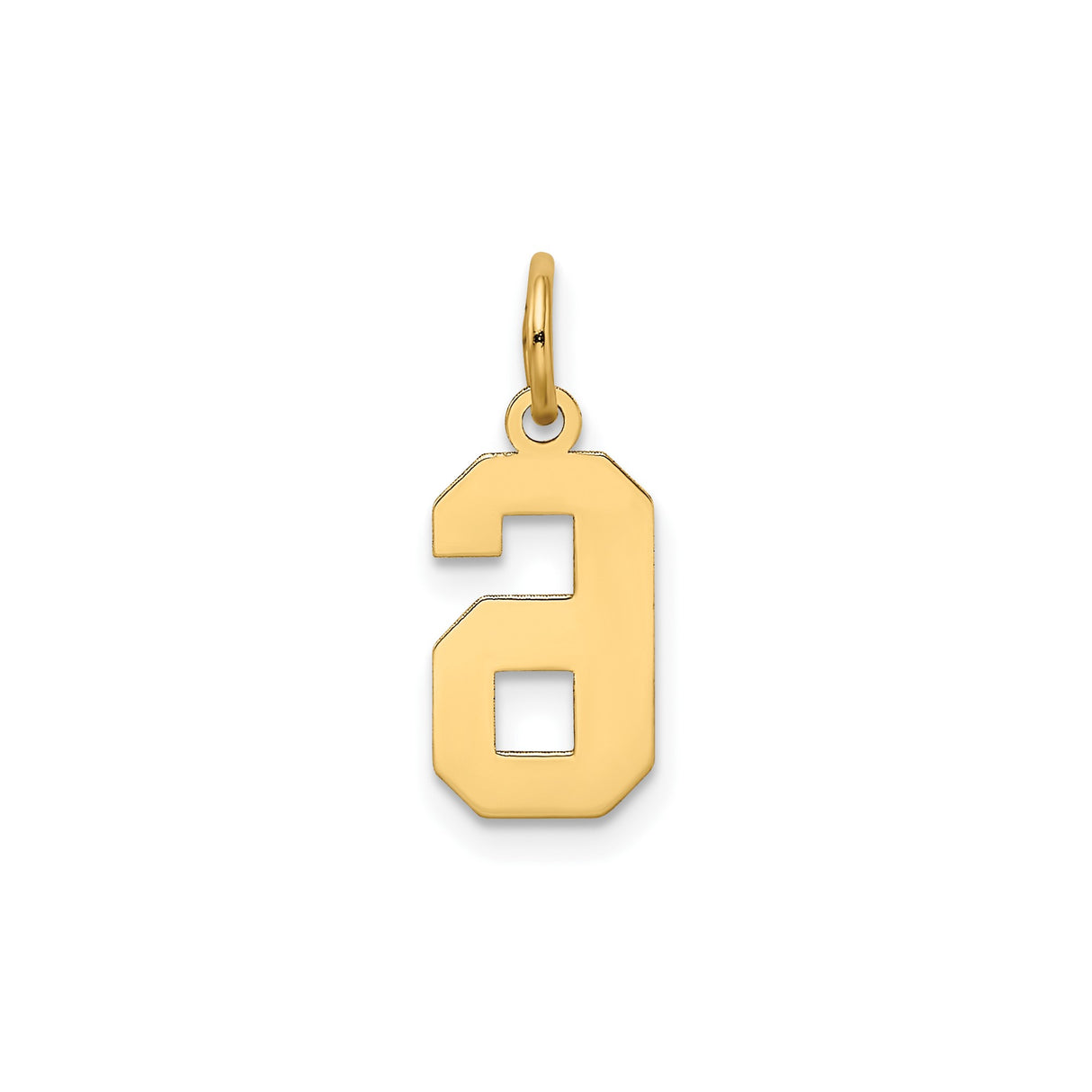 14k Yellow Gold Number 6 Charm Pendant with Textured Finish and Polished Edges