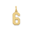 14k Yellow Gold Number 6 Charm Pendant with Textured Finish and Polished Edges