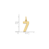 14k Yellow Gold Number 7 Pendant Charm, Polished and Textured Finish, Lucky Numerology Jewelry