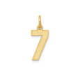 14k Yellow Gold Number 7 Pendant Charm, Polished and Textured Finish, Lucky Numerology Jewelry