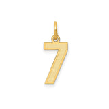 14k Yellow Gold Number 7 Pendant Charm, Polished and Textured Finish, Lucky Numerology Jewelry