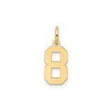 14k Yellow Gold Number 8 Pendant Charm, Satin Finish, Bold Block Style, Unisex Jewelry