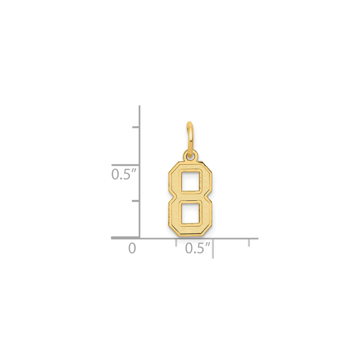 14k Yellow Gold Number 8 Pendant Charm, Satin Finish, Bold Block Style, Unisex Jewelry