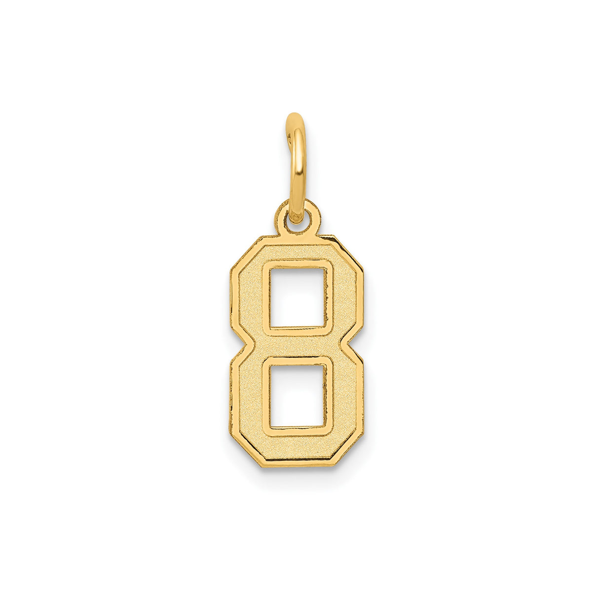14k Yellow Gold Number 8 Pendant Charm, Satin Finish, Bold Block Style, Unisex Jewelry