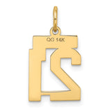 14k Yellow Gold Hindu Numeral 21 Pendant, Clean Design, Unisex Spiritual Charm