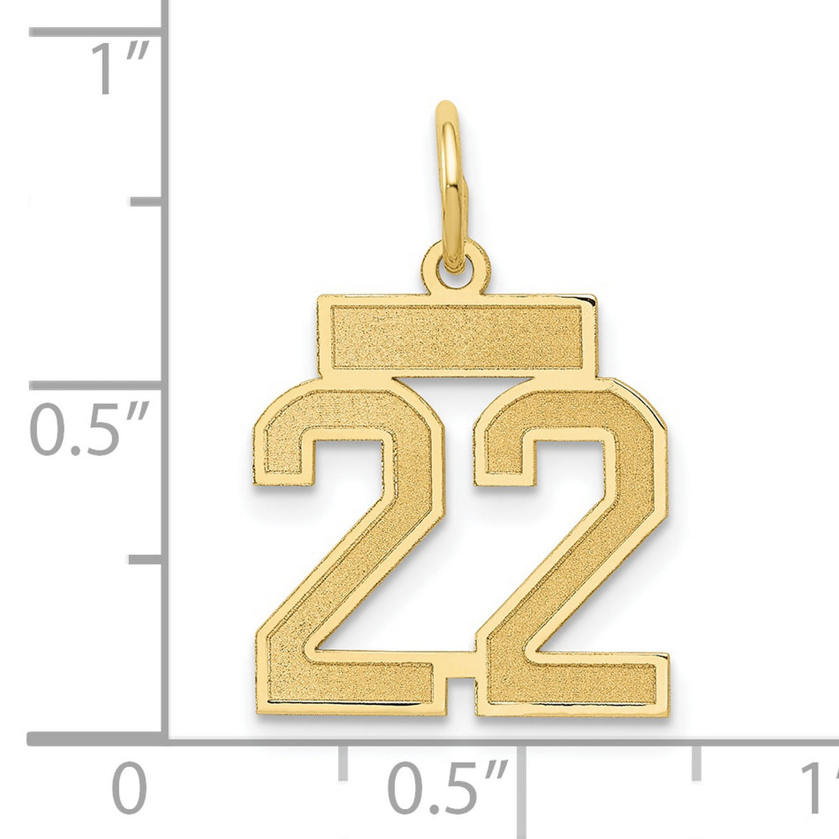 14k Yellow Gold Number 22 Pendant, Bold Block Design Sports Charm for Men and Women
