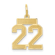 14k Yellow Gold Number 22 Pendant, Bold Block Design Sports Charm for Men and Women