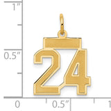14k Yellow Gold Pendant, Number 24 Sports Charm with Polished and Brushed Finish, Unisex Jewelry