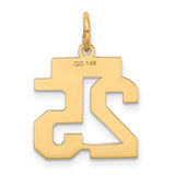 14k Yellow Gold Number 25 Pendant Charm, Bold Athletic Style for Unisex Wear