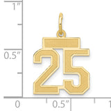 14k Yellow Gold Number 25 Pendant Charm, Bold Athletic Style for Unisex Wear