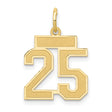 14k Yellow Gold Number 25 Pendant Charm, Bold Athletic Style for Unisex Wear