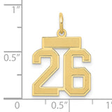 14k Yellow Gold Number 26 Pendant, Bold Block Style Sports Charm for Men or Women