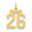 14k Yellow Gold Number 26 Pendant, Bold Block Style Sports Charm for Men or Women