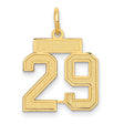 14k Yellow Gold Number 29 Pendant Charm, Textured Block Style for Men or Women