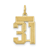 Small Satin Number 31 Charm Pendant in Real 14k Yellow Gold