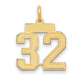 14k Yellow Gold Number 32 Pendant Charm, Bold Block Numerals, Polished and Textured Finish