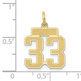14k Yellow Gold Number 33 Pendant Charm, Bold Athletic Jersey Style, Unisex Milestone Jewelry