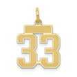14k Yellow Gold Number 33 Pendant Charm, Bold Athletic Jersey Style, Unisex Milestone Jewelry