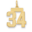 14k Yellow Gold Number 34 Pendant, Bold Athletic Style Sports Charm, Unisex Jersey Number Jewelry