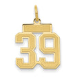 Small Satin Number 39 Charm Pendant in Real 14k Yellow Gold