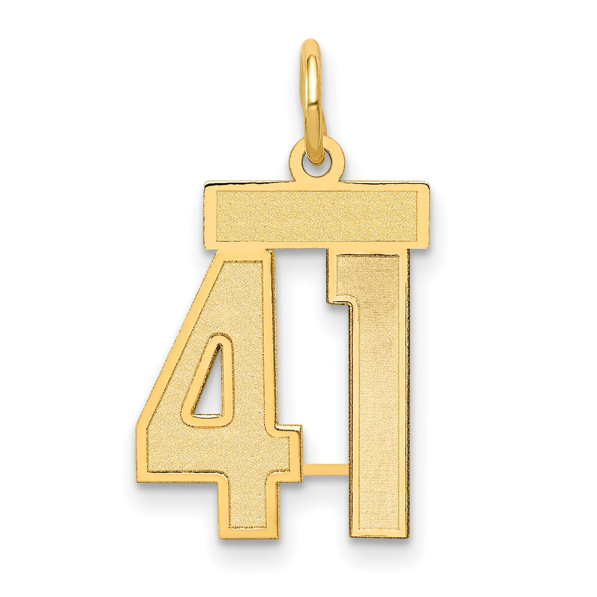Small Satin Number 41 Charm Pendant in Real 14k Yellow Gold
