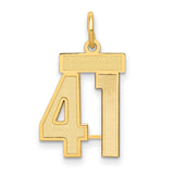 Small Satin Number 41 Charm Pendant in Real 14k Yellow Gold