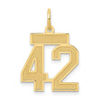 Small Satin Number 42 Charm Pendant in Real 14k Yellow Gold