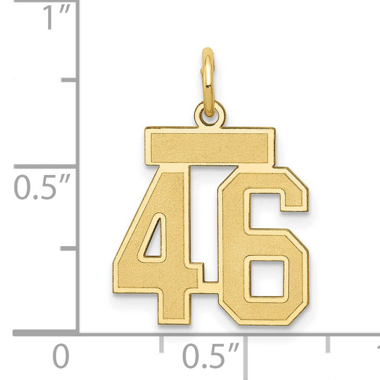 Small Satin Number 46 Charm Pendant in Real 14k Yellow Gold