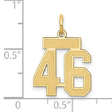 Small Satin Number 46 Charm Pendant in Real 14k Yellow Gold
