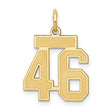 Small Satin Number 46 Charm Pendant in Real 14k Yellow Gold