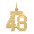 Small Satin Number 48 Charm Pendant in Real 14k Yellow Gold