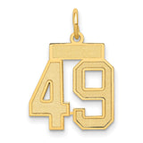 Small Satin Number 49 Charm Pendant in Real 14k Yellow Gold