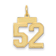14k Yellow Gold Number 52 Pendant, Bold Athletic Style Sports Charm for Men or Women