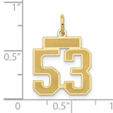 Small Satin Number 53 Charm Pendant in Real 14k Yellow Gold