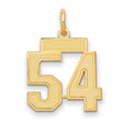 Small Satin Number 54 Charm Pendant in Real 14k Yellow Gold