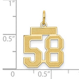 14k Yellow Gold Number 58 Pendant, Bold Block Numerals, Sports Charm for Athletes and Fans