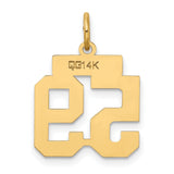 Small Satin Number 59 Charm Pendant in Real 14k Yellow Gold