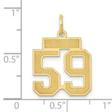 Small Satin Number 59 Charm Pendant in Real 14k Yellow Gold