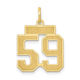 Small Satin Number 59 Charm Pendant in Real 14k Yellow Gold