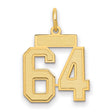 Small Satin Number 64 Charm Pendant in Real 14k Yellow Gold