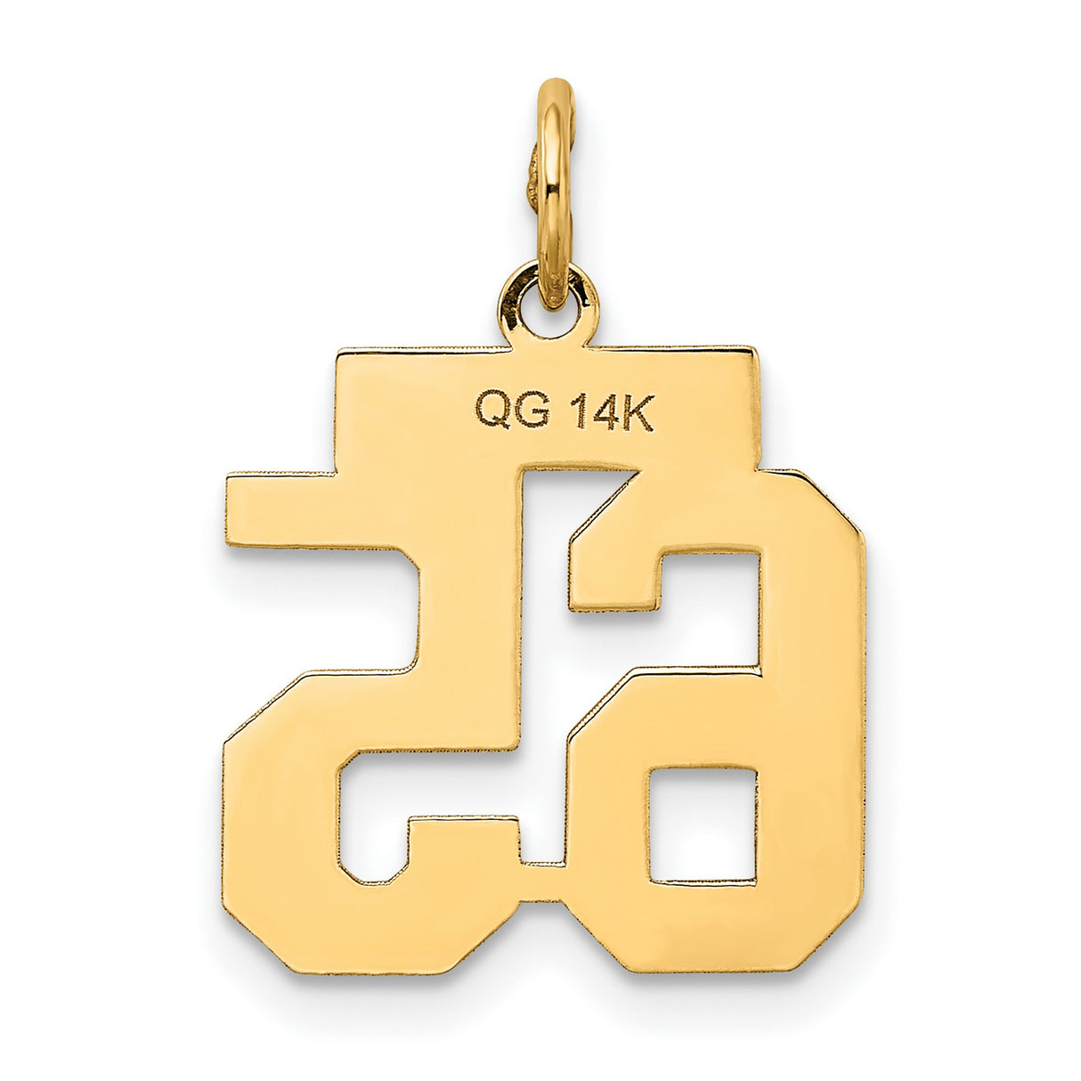 14k Yellow Gold Number 65 Pendant, Bold Block Style Sports Charm for Unisex Anniversary or Birthday