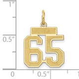 14k Yellow Gold Number 65 Pendant, Bold Block Style Sports Charm for Unisex Anniversary or Birthday