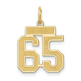 14k Yellow Gold Number 65 Pendant, Bold Block Style Sports Charm for Unisex Anniversary or Birthday
