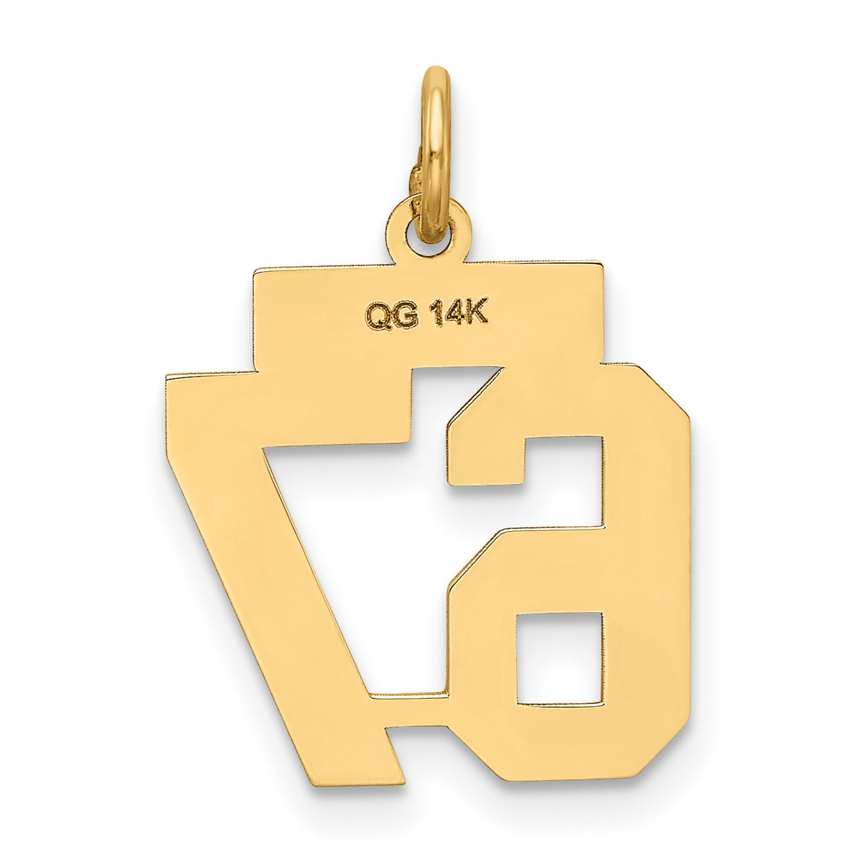 Small Satin Number 67 Charm Pendant in Real 14k Yellow Gold