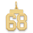 Small Satin Number 68 Charm Pendant in Real 14k Yellow Gold