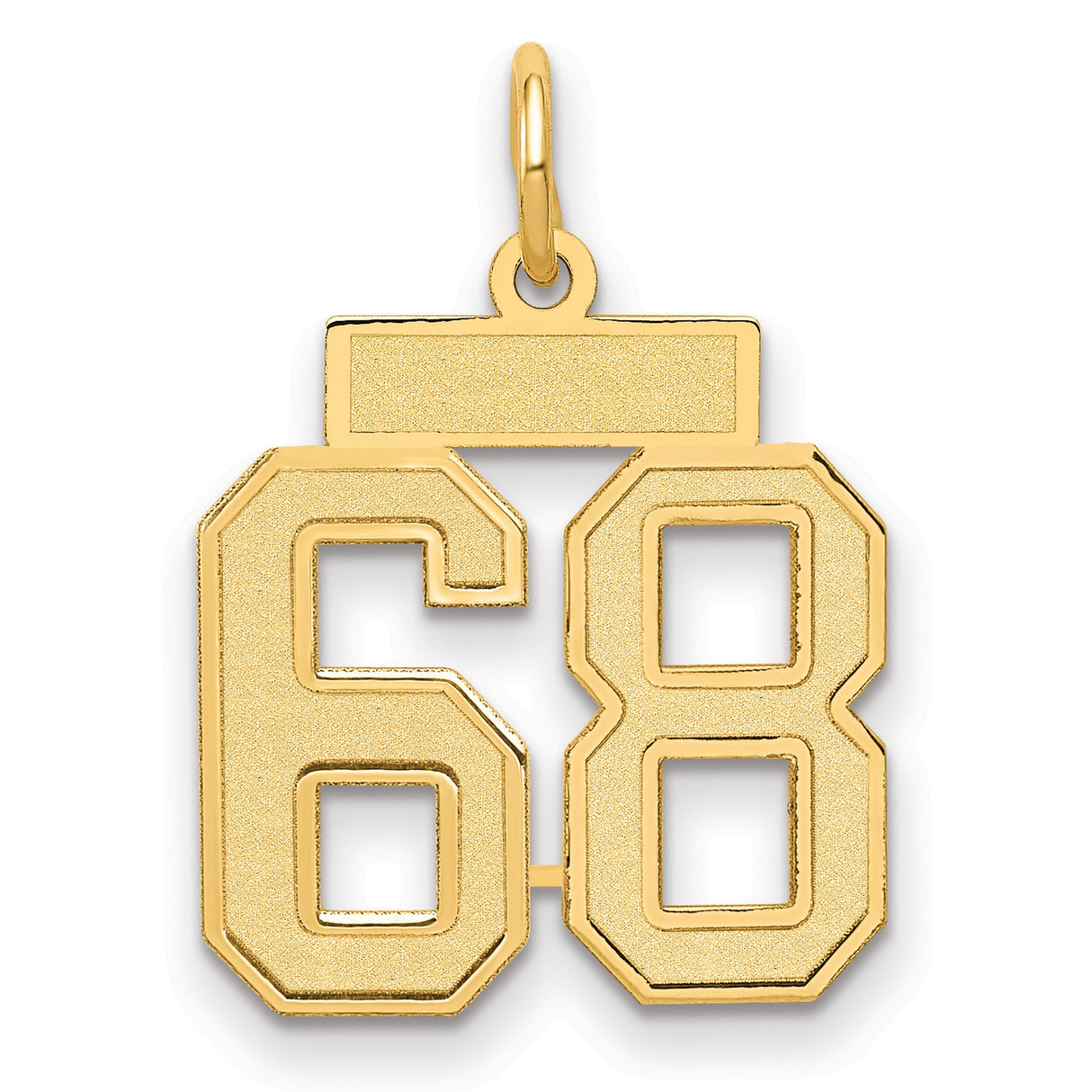 Small Satin Number 68 Charm Pendant in Real 14k Yellow Gold