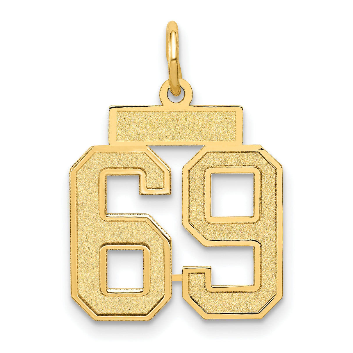 Small Satin Number 69 Charm Pendant in Real 14k Yellow Gold