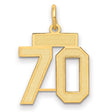 Small Satin Number 70 Charm Pendant in Real 14k Yellow Gold